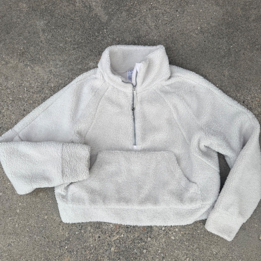 Lululemon Scuba Oversized Half-Zip Sherpa Fleece Womens M/L White Funnel Neck